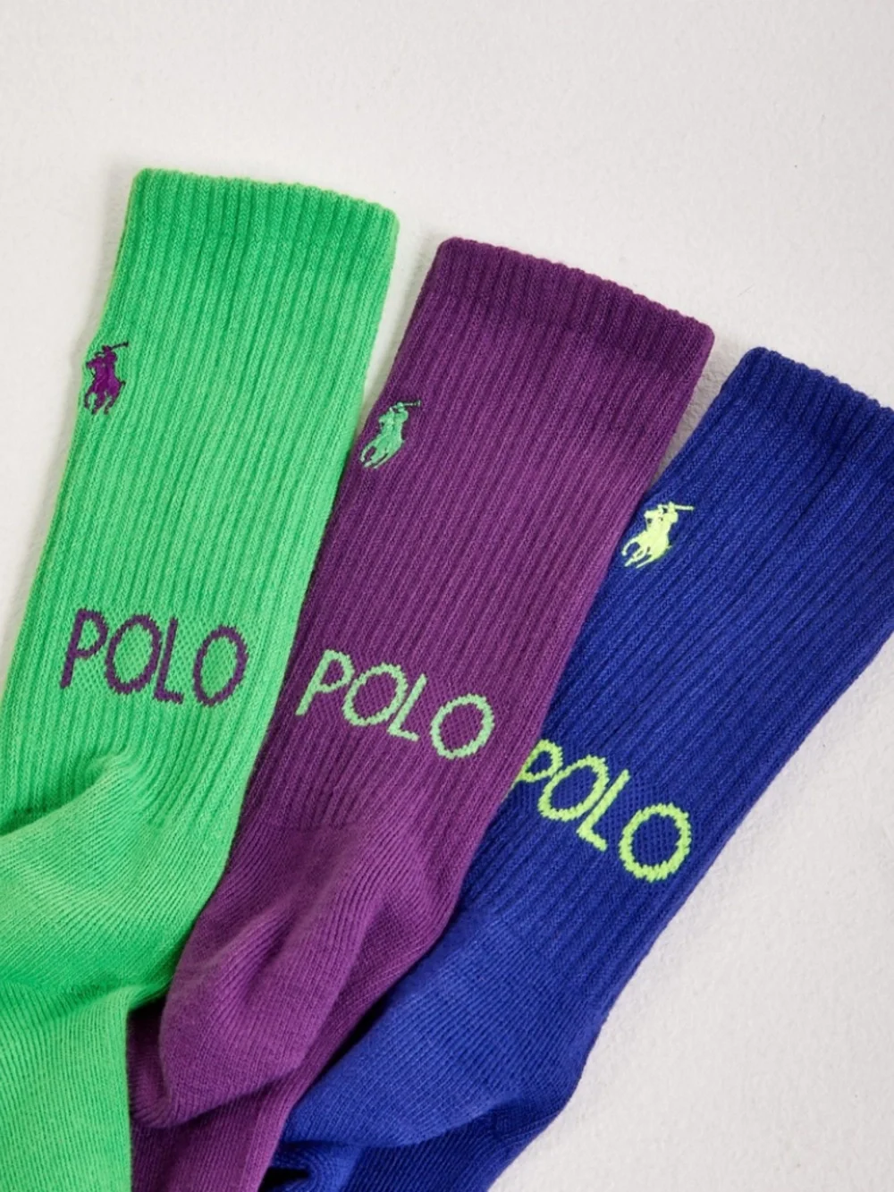 Polo Ralph Lauren Boy's Color Block Cuff Logo & Double Logo Crew Socks 12 Pair